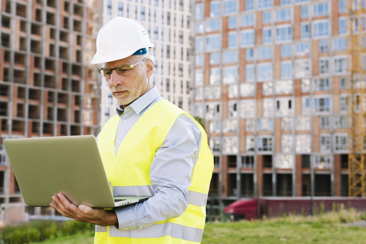 Architect looking at commercial plans
